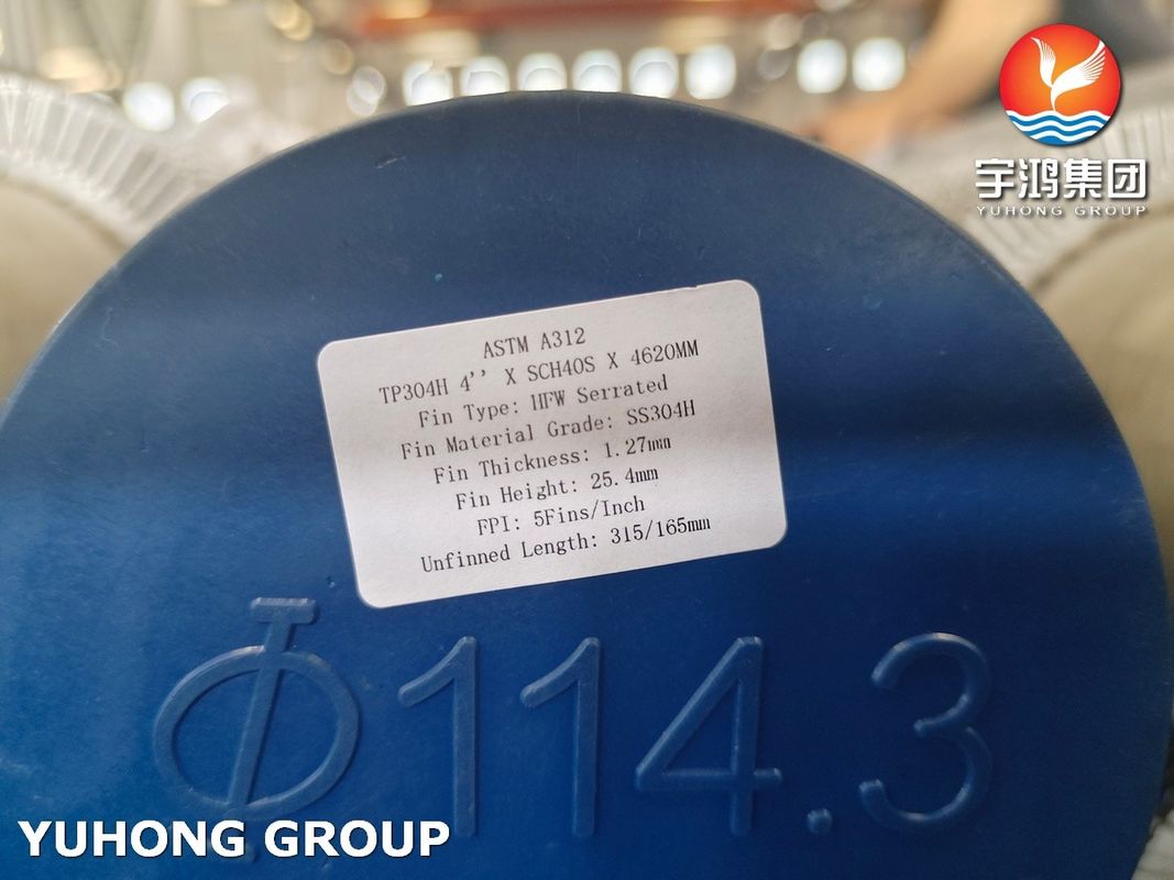 A312 TP304, TP304H,TP304L Serrated Fin Pipe SS304H Fins for Fired Heater Convection Section