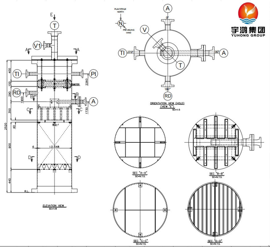 Industrial Pressure Vessel For Regeneration Column Glycol HC Gas CO2 Fluid NACE MR0175  ISO 15156