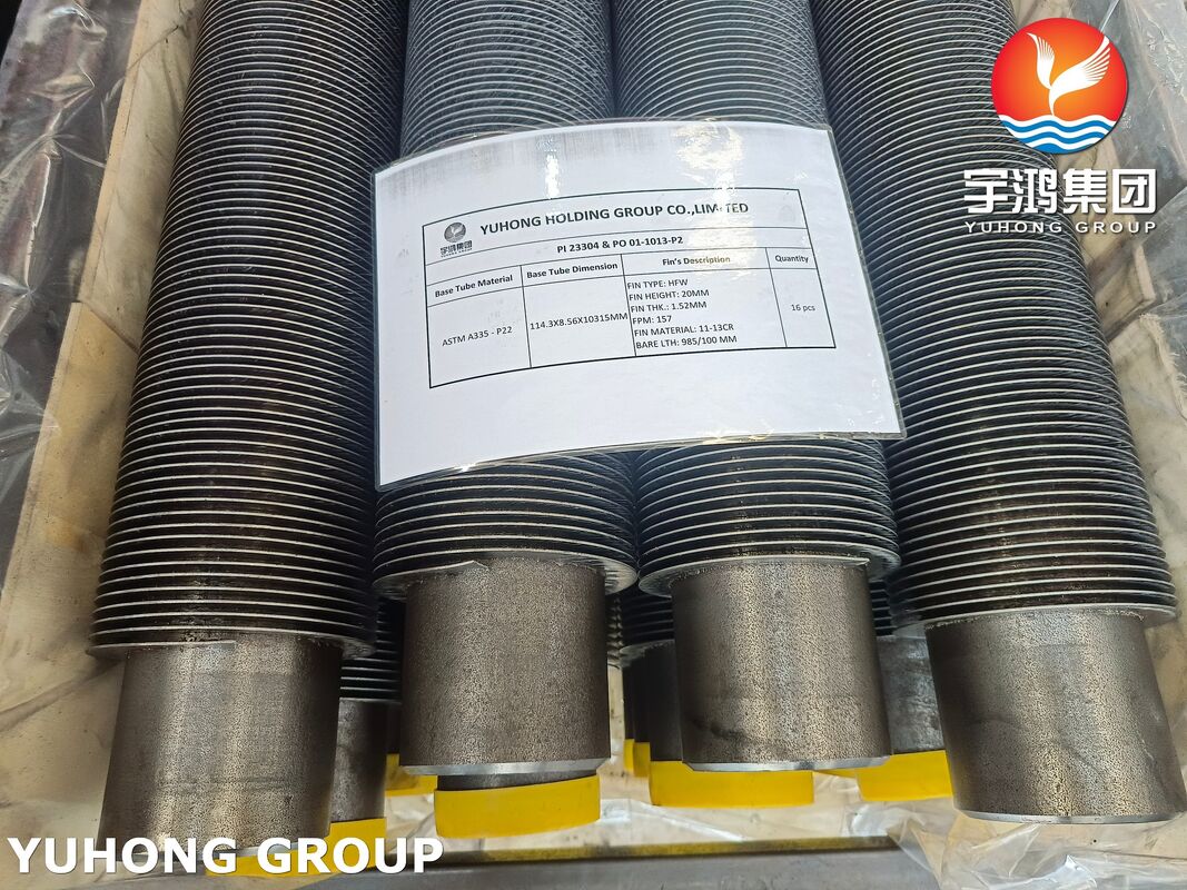 ASTM A335 Alloy Steel Seamless P22 HFW Finned Tubes for Petrochemical Industrial Furnace